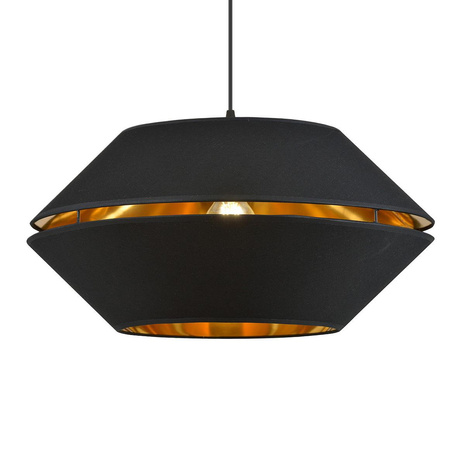 PIANO1 BLACK/GOLD 1183/1 lampa wisząca czarna z abażurem złoty środek