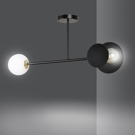 MINERVA 2 WHITE 613/2 oryginalna lampa sufitowa biała biały klosz złote elementy