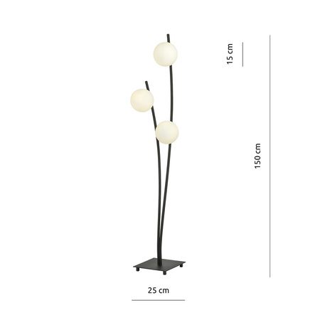 HUNTER LP3 BLACK/OPAL 1102/LP3 lampa podłogowa nowoczesna klosze